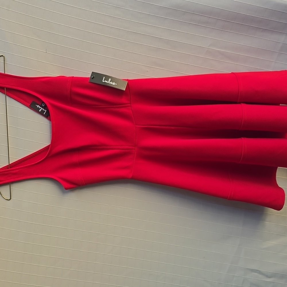 Lulu's RED Sleeveless A-Line Mini Dress Wedding Guest